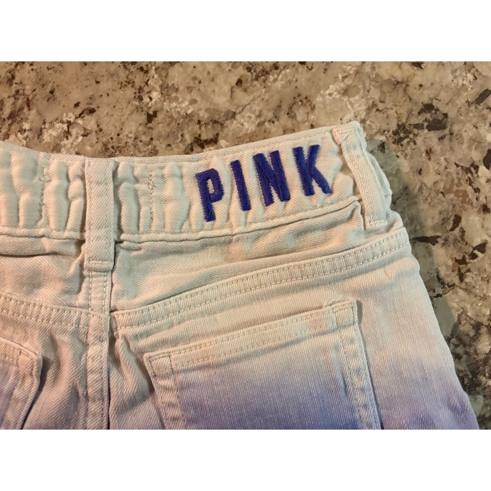 Victoria's Secret PINK Tie Dye Y2K Women's Denim Booty Shorts Purple White SZ 0‎ - Picture 8 of 12